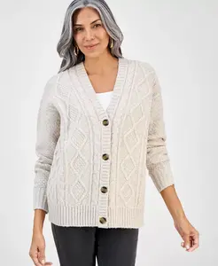 Женский кардиган с крупной косой вязкой Style & Co, загар/бежевый