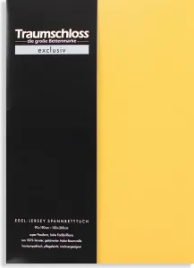Простыня на резинке Dream Castle Exclusive Premium Jersey 180-200 x 200 см, золотистая, 150 г/м², 100% расчесанный хлопок Мако Traumschloss
