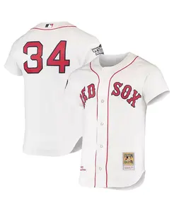 Мужская белая бейсболка David Ortiz Boston Red Sox 2004 из коллекции Cooperstown, домашняя аутентичная джерси Mitchell & Ness