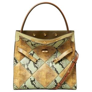 TORY BURCH Сумка женская кожаная с тиснением под кожу змеи желтая