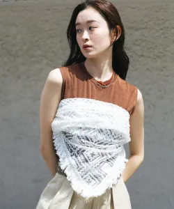 Шарф с бахромой и кружевом Jeanasis, цвет White(08)