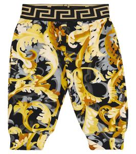 Детские спортивные штаны Baroccoflage из хлопка Versace Kids, Nero+Oro
