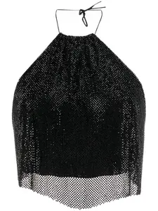 Укороченный топ со стразами MANURI, черный