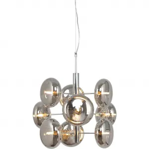 Подвесной светильник näve Orion G9 1 шт. Каркас хром, 9 плоских круглых стекол в хром-смоук, без лампы G9, высота: 55 см Näve, хром