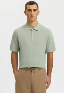 Slhcran structure zip noos polo shirt Selected Homme, Aqua Gray