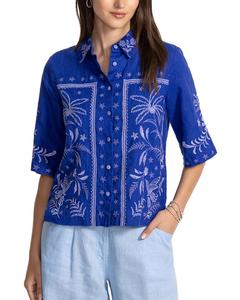 Льняная рубашка Джонни Уэйс Вайнона Johnny Was, синий