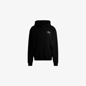 Худи Hugo из хлопкового джерси с карманом-кенгуру и вышивкой, черный