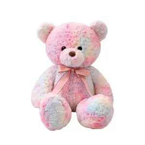 Милые мягкие разноцветные градиентные плюшевые мишки с бантами высота 80см/100см PUDOWRABBIT, синий