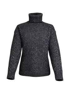 Свитер с воротником-гольф и вязкой «косы» Max Mara, серый