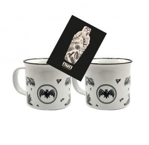 Набор Bacardi, 2 чашки, стекло белое с ручкой и черным принтом Mixcompany