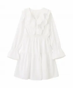 Мини-платье в полоску с кружевом Jill By Jill Stuart, цвет White 1