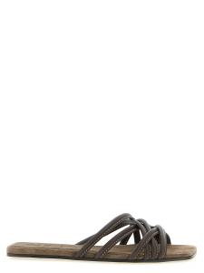 Кожаные шлепанцы Brunello Cucinelli, коричневый