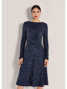 MADELEINE Вечернее платье с блестящим эффектом темно-синего цвета