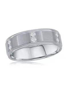 Кольцо из нержавеющей стали с матовой и полированной отделкой CZ Metallo, silver