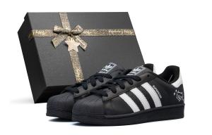 Superstar 2 устойчивые к истиранию низкие кроссовки для скейтбординга унисекс white Adidas Originals, черный