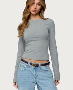 Женская полосатая блузка Loria с вырезом-лодочкой Edikted, Gray-melange