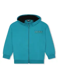 Толстовка с вышитым логотипом  и капюшоном Dkny Kids, синий