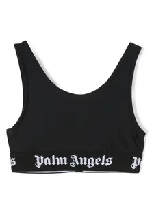 Укороченный топ с логотипом Palm Angels Kids, черный