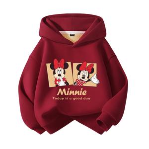 Детская толстовка с капюшоном, утепленные и на флисовой подкладке Disney, [thickened and fleece-lined]d mood nude бордовый