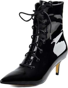 Женские нарядные ботильоны YDN с шнуровкой, заостренным закрытым носком, молнией, средним каблуком-китенхиллом, для вечеринок и повседневной носки, размеры 4-15 US, Black