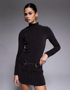 Мини-топ ASOS DESIGN с высоким воротом и фурнитурой шоколадного цвета