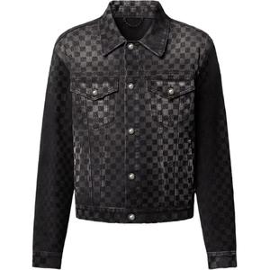 LOUIS VUITTON Флокированная джинсовая куртка в клетку Дамиер, Black