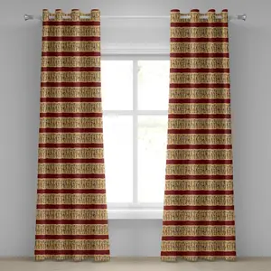 Африканская штора на люверсах ABAKUHAUS, аборигены, различные позы, племенные культурные бордюры, декоративные двухпанельные шторы, 280 см x 245 см, рубиново-персиковый черный