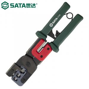 SATA 91109 импортные клещи для сетевых кабелей, трехпортовые, шесть категорий, 4/6/8P, клещи для обжима телекоммуникационной сети с храповым механизмом, режущие и зачистные, многофункциональные обжимные клещи, обжимные клещи с хрустальной головкой