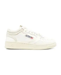 Бежевые кроссовки на шнуровке с перфорированным носком Autry, белый