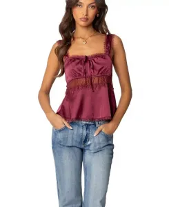 Женский топ Loryn Lacey с эффектом сатина Edikted, красный