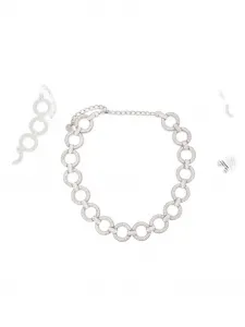 Ожерелье, украшенное кристаллами Self-Portrait, серебряный