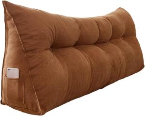 Generic Подушка для изголовья кровати с наполнителем, 7 пряжек, коричневая Brown