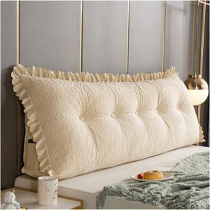 Треугольная подушка для чтения, подушка для кровати, утолщенная подушка для изголовья дивана, кровати, офисного кресла, мягкая подушка для чтения, подушка для поддержки шеи и поясницы, мягкая подушка для поясницы (цвет: бежевый, S) COZMAX, Beige