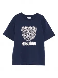 Футболка с изображением медведя-музыканта Moschino Kids, синий