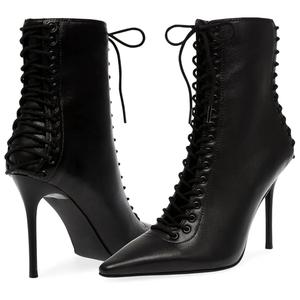 Женские сапоги Steve Madden Allnight Boots на шпильке с острым носком, черные, модель LION787