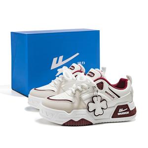 Warrior Low Top Skateboard Shoes Unisex White Gray Red, White/Gray/Red (Четырехлистный клевер)