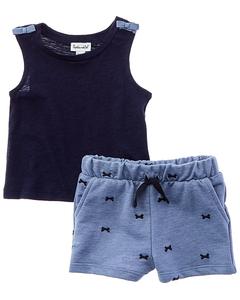 Великолепный комплект из 2 предметов: майка и шорты с вышивкой бантом Splendid, синий