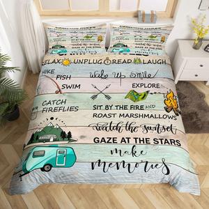 Erosebridal Чехол для одеяла Camping Rules в стиле кемпинга, деревенский декор для дома и путешествий, Color 02