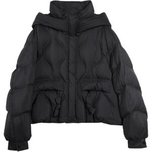 ELLE Пуховик женский черный с капюшоном