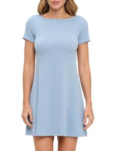 Мини-платье с короткими рукавами и текстурированной отделкой Renee C., синий