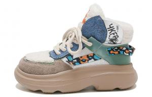 Кроссовки женские толстые низкие Shouba, серый/синий