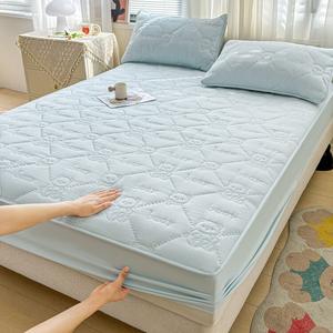 Yalu Комплект постельного белья из 3 предметов (простыня на резинке 180х200 см, 2 наволочки), стеганый, цвет Sky Blue