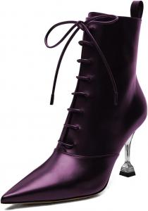 Элегантные женские закрытые ботильоны с острым носком, на шнуровке, с высокими каблуками, для свадеб, вечеринок, размер 4-16 US Wo wagas, Purple
