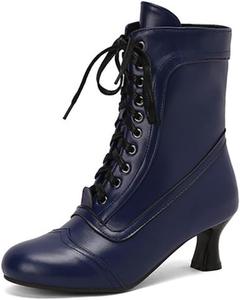 Женские ковбойские ботильоны на щиколотку, элегантные ковбойские западные ботинки для прогулок QSPGONA, Blue