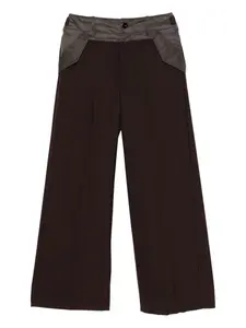 Брюки с контрастным поясом SACAI, коричневый