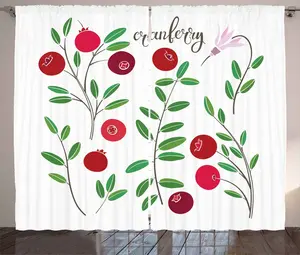 Штора ABAKUHAUS "Crane Berry" в деревенском стиле, цветущие луговые ветки, универсальные ленточные шторы для гостиной с петлями и крючками, 280 x 175 см, нефритово-зеленый, каштаново-коричневый, рубиновый Abakuhaus