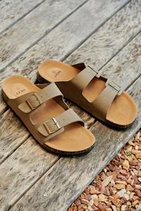 Кожаные сандалии с двумя пряжками Next, коричневый