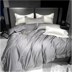 Generic Сатиновый комплект постельного белья 1200TC белый Gray
