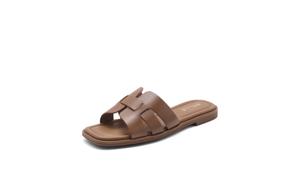 Скользящие тапочки для женщин с резиновой подошвой, устойчивой к истиранию, бежево-коричневые BELLE