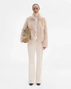 Женская короткая кожаная куртка Simorra, светло-бежевый